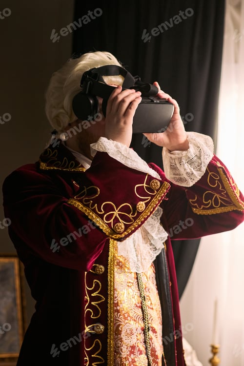 Preview: Man in Historical Costume Using Virtual Reality Headset