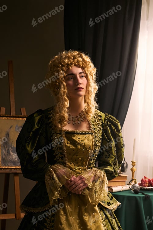 Preview: Woman Wearing Historical Costume Posing for Period Drama