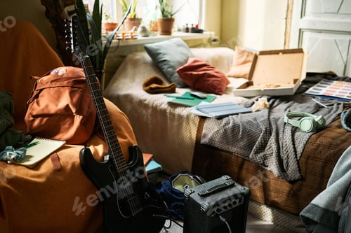 Preview: Teenager Bedroom Showing Creative Lifestyle and Student Routine