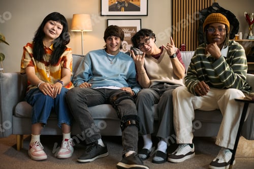 Preview: Portrait of Diverse Teenagers Relaxing Together in Shared Living Space