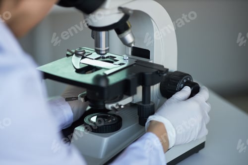 Preview: Scientist Adjusting Microscope for Laboratory Research Analysis