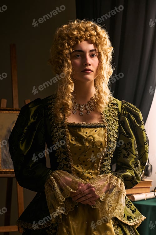 Preview: Portrait of Woman Wearing Renaissance Costume for Theater