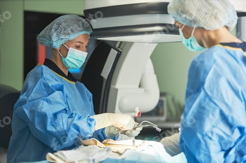 Preview: Adult Women Surgeons Performing Procedure in Operating Room