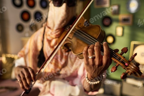 Preview: Black Man Playing Violin for Music Performance and Creative Branding