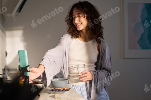 Preview: Woman Filming Breakfast Content for Influencer Marketing
