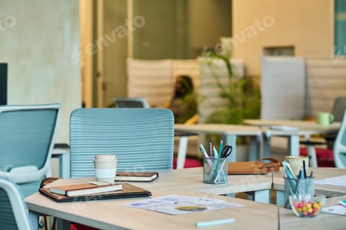 Preview: Modern Open Plan Office Workspace Showing Collaborative Setup