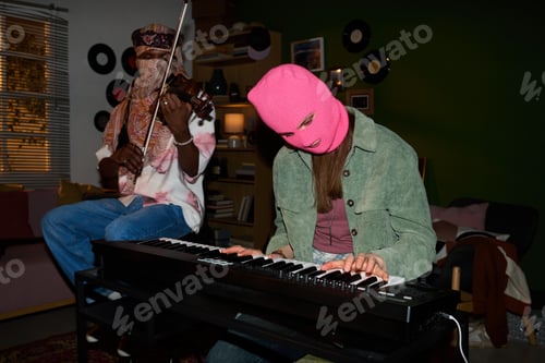Preview: Women Performing Violin and Keyboard during Creative Jam Session