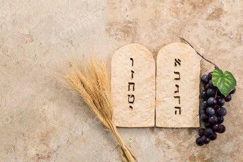 Preview: Ten commandments tablets with wheat and grapes for shavuot