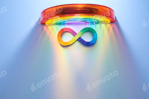 Preview: Neurodiversity infinity symbol with rainbow spectrum light