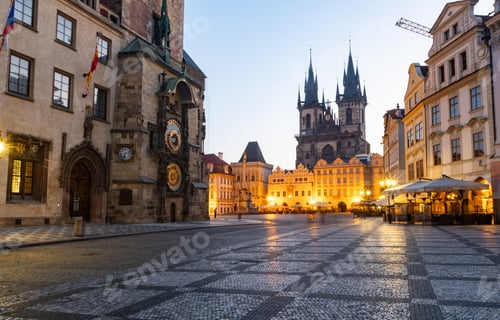 Preview: stunning view of the old town Hall and Church of Our Lady before Tyn Prague Old Town Square, Czech R
