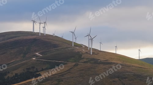 Preview: Wind farm on Cantabria mountain generating renewable energy