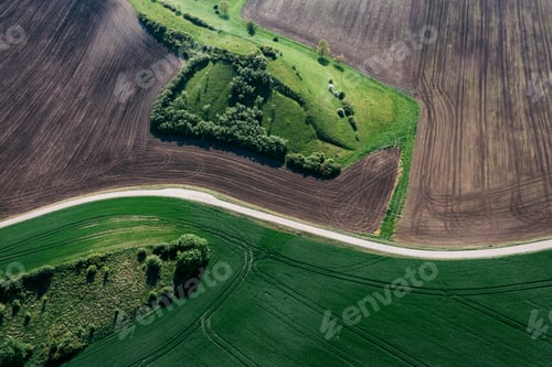 Preview: Aerial drone view of agriculture landscape in Moravia