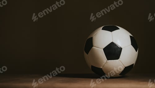 Classic Black and White Soccer Ball on Dark Background