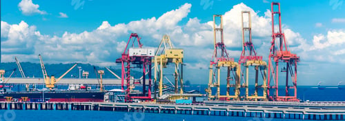 Preview: Banner Logistic shipping quay boat Engineering crane depot at logistic export terminal control. Bann