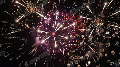 Preview: Purple Firework celebrate anniversary happy new year 2024, 4th of july holiday festival. Purple fire