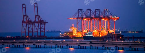 Preview: Banner Logistic shipping quay boat Engineering crane depot at logistic export terminal control. Bann