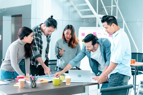 Preview: Creative design office center working teamwork. Happy business people partner plan strategy organiza