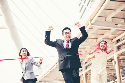 Preview: Business competition. Business man is the winner who reach goal first.