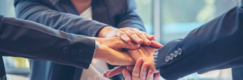 Preview: Team bump fist together Banner diversity solidarity teams multiethnic Partners hands together teamwo