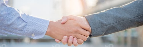 Preview: Banner Lawyer teamwork partnership Businessman handshake together. Panorama Two Men Trust honesty la