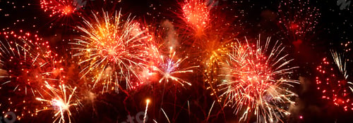 Preview: Banner Red Firework celebrate anniversary happy new year 2024 4th of july holiday festival. Banner r
