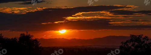 Preview: Banner purple sky sunrise dramatic beautiful landscape view. Dawn sky violet pink gold dusk time clo