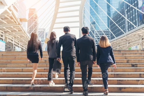 Preview: Crowd business people walking go to work in modern city life to working office. Crowd worker group o