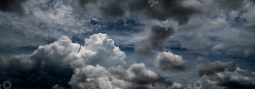 Preview: Banner dark storm clouds black sky background. Dark thunderstorm clouds