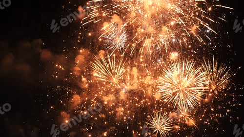 Preview: Golden Firework Happy new year 2023, 4th of july holiday festival concept. Golden Firework anniversa