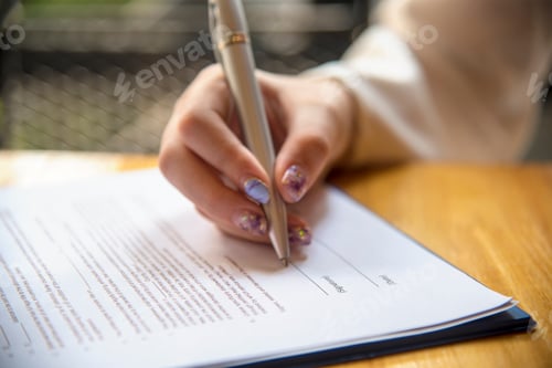 Preview: Businesswoman hands note meeting document in conference room. Woman Hands writing planning on notebo