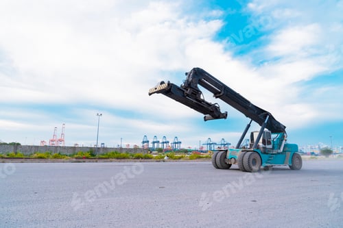 Preview: Forklift at shipping port. industrial concept.