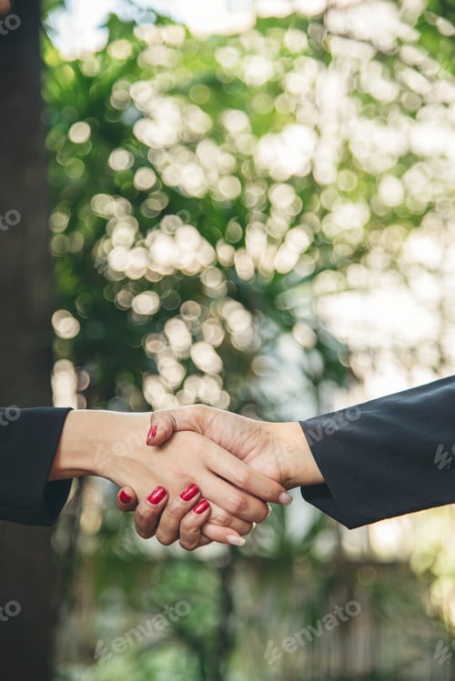 Preview: Banner Trust honesty business customer handshake together promise partner. Panorama Businessman team