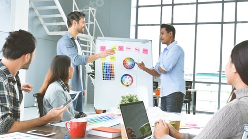 Preview: Diversity multiethnic team group of business people Present meeting conference room brainstorming bu