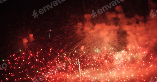 Preview: Red Firework celebrate anniversary happy new year 2022, 4th of july holiday festival. red firework i