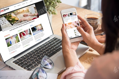 Preview: Beautiful Woman Explore Online Shopping Website.