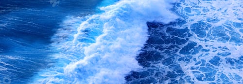 Preview: Banner Turquoise ocean sea water white wave pattern splashing deep blue sea. Banner Tropical sea bea