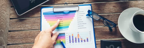 Preview: Banner Businesswoman financial graph charts business with copy space