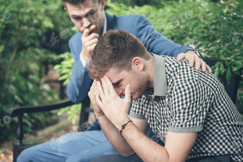 Preview: Guys Sharing Life Problems Always Support Best Friends. Friends Getting Down Heart Broken. Sad Man s