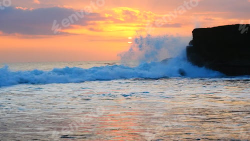 Preview: Tropical sea beach in summer time on sunny day. Golden sand beach sea peaceful scenery on the beach.