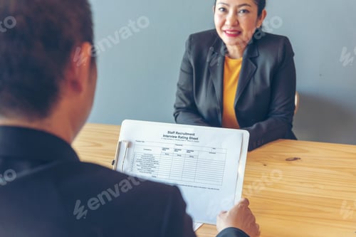 Preview: Job HR applicants having an interview with Human resource manager jobs interviewing with confident c