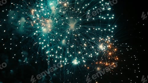 Preview: Green Firework celebrate anniversary happy new year 2023, 4th of july holiday festival. Green firewo