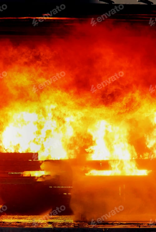 Preview: Vertical Horizon Firefighter Rescue training in fire fighting extinguisher. Firefighter fighting wit