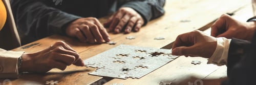 Preview: Banner Implement puzzle improve hand holding together solve synergy organize team connection plan tr