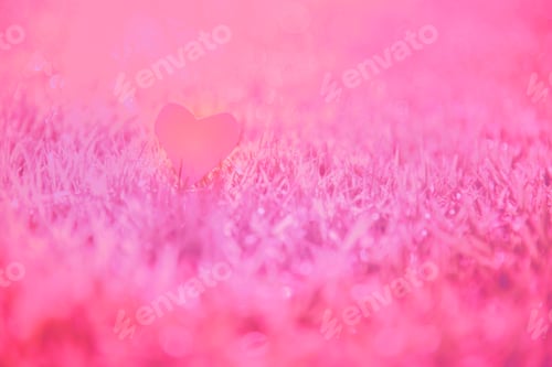 Preview: Heart Pink pastel blurred background for love valentine's day concept. Rose pink color effect glitte