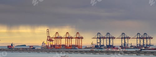 Preview: Banner Logistic shipping quay boat Engineering crane depot at logistic export terminal control. Bann