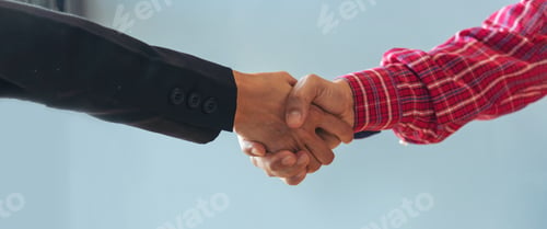 Preview: Banner Trust honesty business customer handshake together promise partner. Panorama Businessman team