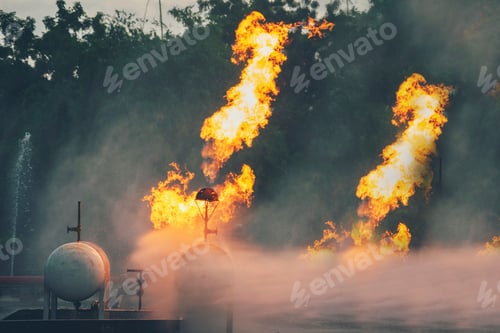 Preview: Fire explosion flammable car fire on street smoke, hot danger flame burning effect. Fire burn car ac