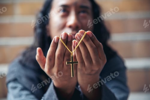 Preview: Homeless man praying to god for help people poverty beggar man asking for money job and hoping help