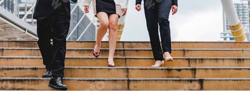 Preview: Businesspeople walk on street. Young asian man confident step outdoor. People walk go to office. You