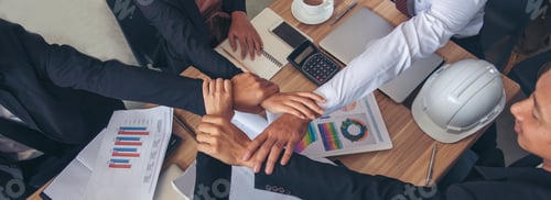 Preview: Banner Mission partner hand stack together. Business corporate team building Social Gathering teamwo